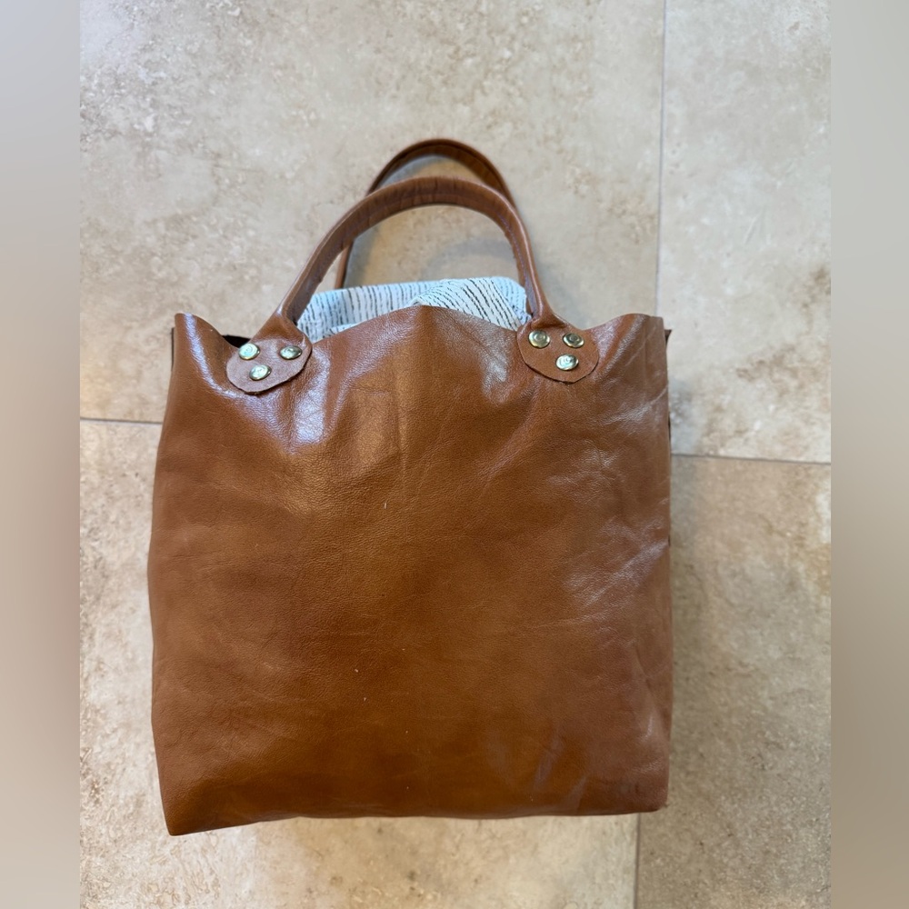 Primative Leather Tote Folds Flat Light 12”x9”x8” - Picture 10 of 10